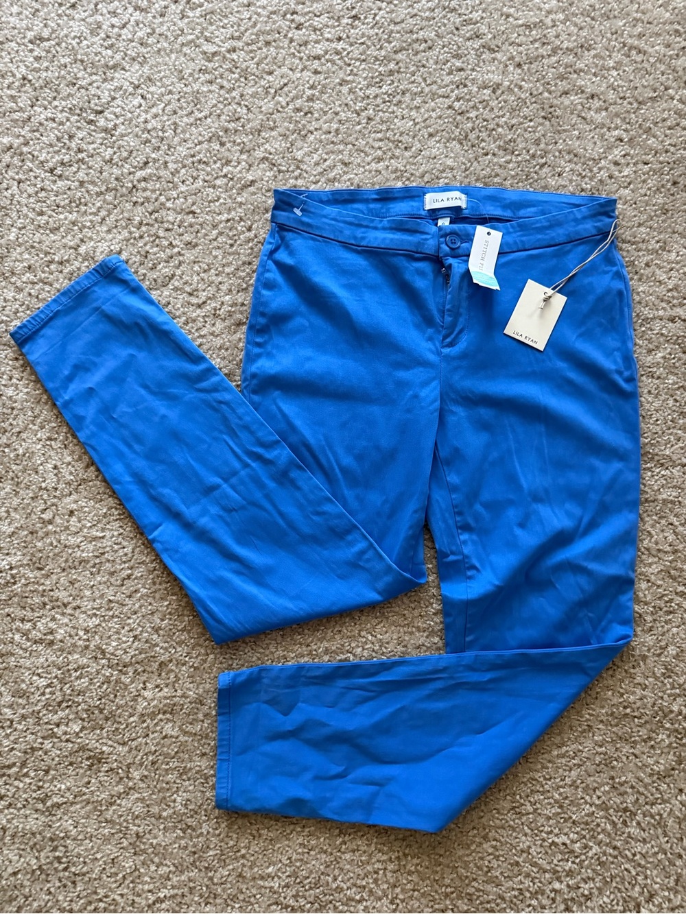 Lila Ryan Brand New Zuri Skinny Pants Bright Blue Slim Chino Pants 28